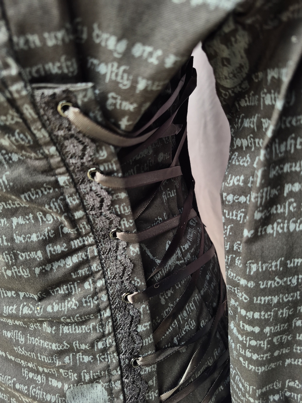Vintage Lip Service "Morbid Curiosity" skull button-down, Lace Up corset top. - Picture 10 of 15
